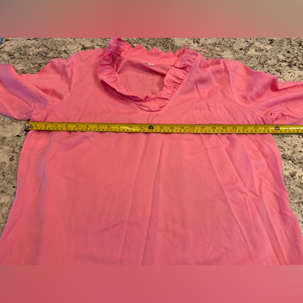 Crown & Ivy Pink Ruffled Neck Blouse - Picture 3 of 5
